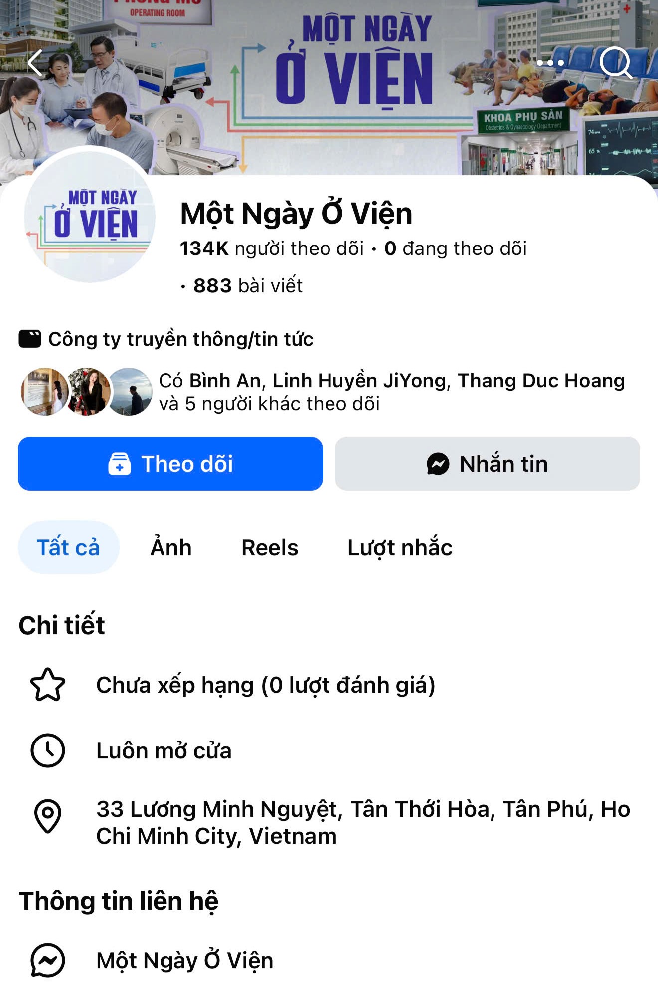 Fanpage Một ngày ở viện